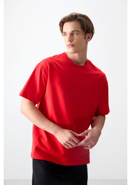 Fiesta Pamuklu Kalın Yumuşak Dokulu Oversize Fit Basic Erkek T-Shirt - 88377 indirimleri