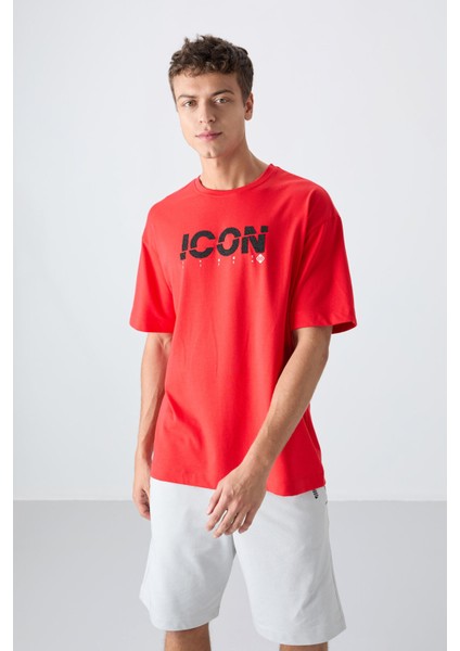 Fiesta Pamuklu Kalın Yumuşak Dokulu Oversize Fit Baskılı Erkek T-Shirt - 88331 fırsatları