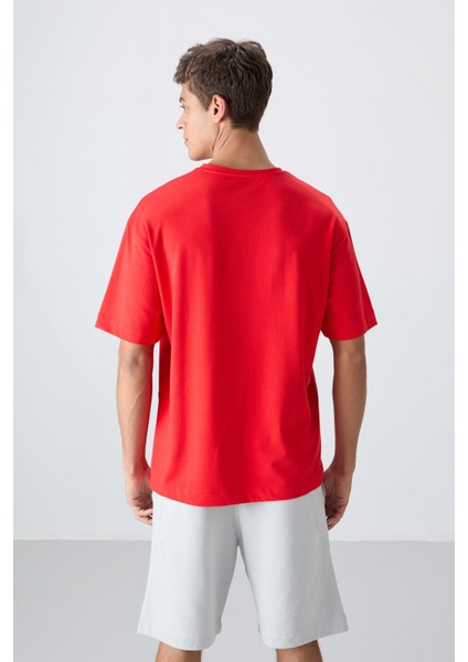 Fiesta Pamuklu Kalın Yumuşak Dokulu Oversize Fit Baskılı Erkek T-Shirt - 88331 indirimleri
