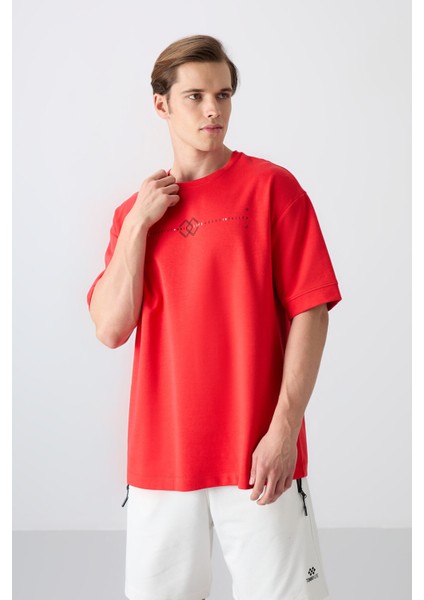 Fiesta Pamuklu Kalın Yumuşak Dokulu Oversize Fit Baskılı Erkek T-Shirt - 88323