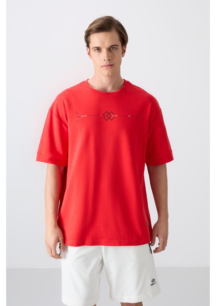Fiesta Pamuklu Kalın Yumuşak Dokulu Oversize Fit Baskılı Erkek T-Shirt - 88323 fırsatları