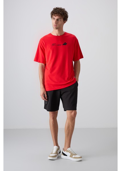 Fiesta Pamuklu Kalın Yumuşak Dokulu Oversize Fit Baskılı Erkek T-Shirt - 88330 fiyatları