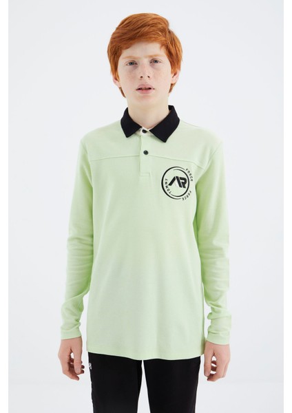 Açık Yeşil Polo Yaka Erkek Çocuk T-Shirt - 11172 modelleri