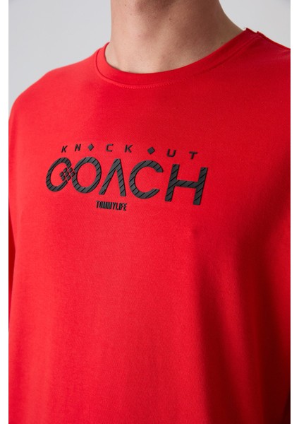 Fiesta Pamuklu Kalın Yumuşak Dokulu Oversize Fit Baskılı Erkek T-Shirt - 88329 modelleri