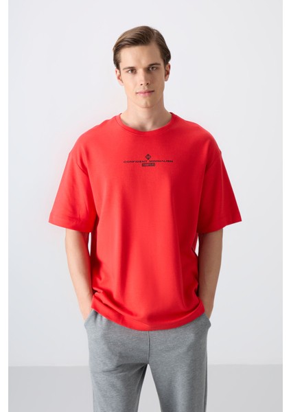 Fiesta Pamuklu Kalın Yumuşak Dokulu Oversize Fit Baskılı Erkek T-Shirt - 88321