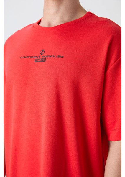 Fiesta Pamuklu Kalın Yumuşak Dokulu Oversize Fit Baskılı Erkek T-Shirt - 88321 modelleri