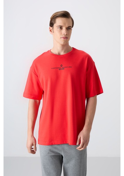 Fiesta Pamuklu Kalın Yumuşak Dokulu Oversize Fit Baskılı Erkek T-Shirt - 88321 fırsatları