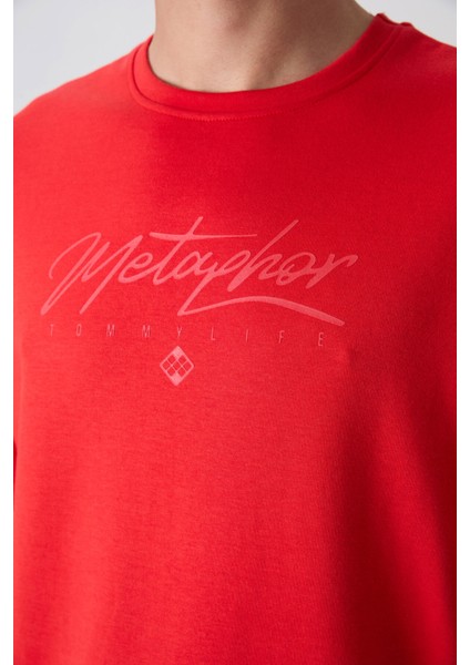 Fiesta Pamuklu Kalın Yumuşak Dokulu Oversize Fit Baskılı Erkek T-Shirt - 88320 modelleri