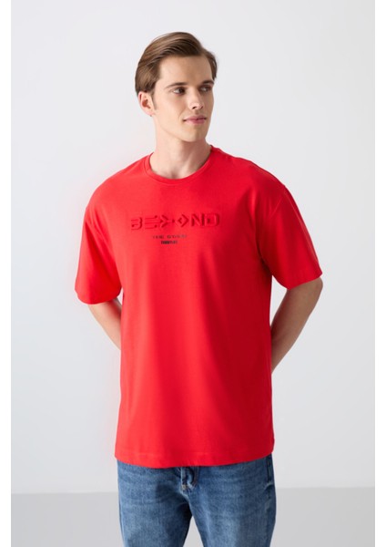 Fiesta Pamuklu Kalın Yumuşak Dokulu Oversize Fit Baskılı Erkek T-Shirt - 88328