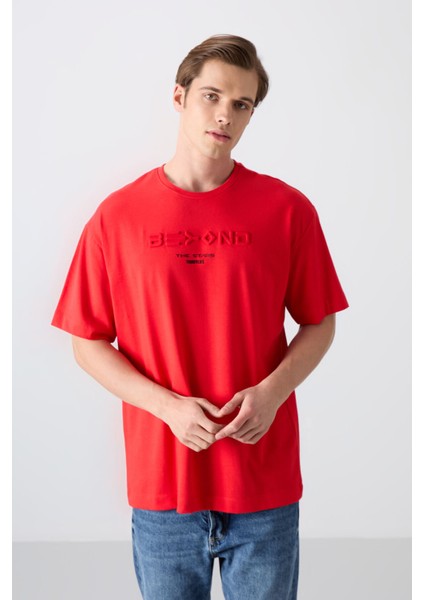 Fiesta Pamuklu Kalın Yumuşak Dokulu Oversize Fit Baskılı Erkek T-Shirt - 88328 fırsatları