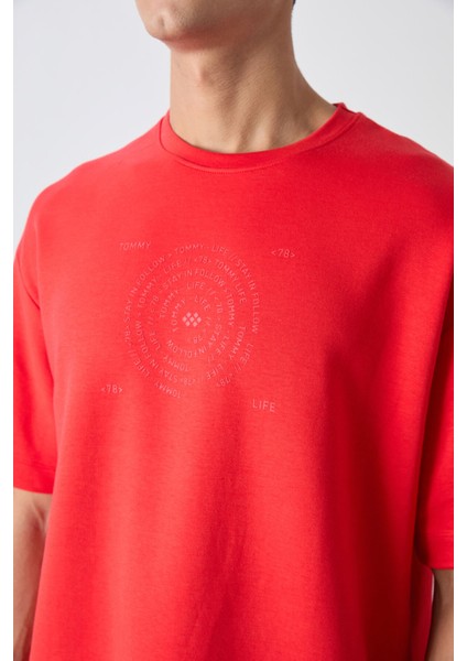 Fiesta Pamuklu Kalın Yumuşak Dokulu Oversize Fit Baskılı Erkek T-Shirt - 88324 modelleri