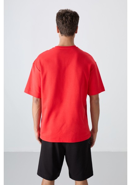 Fiesta Pamuklu Kalın Yumuşak Dokulu Oversize Fit Baskılı Erkek T-Shirt - 88324 indirimleri