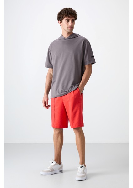 Koyu Gri Pamuklu Kalın Yumuşak Dokulu Oversize Fit Basic Erkek T-Shirt - 88352 modelleri