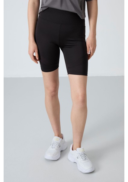 Siyah Polyester Esnek Standart Fit Performans Kadın Biker Tayt - 91012 fiyatları