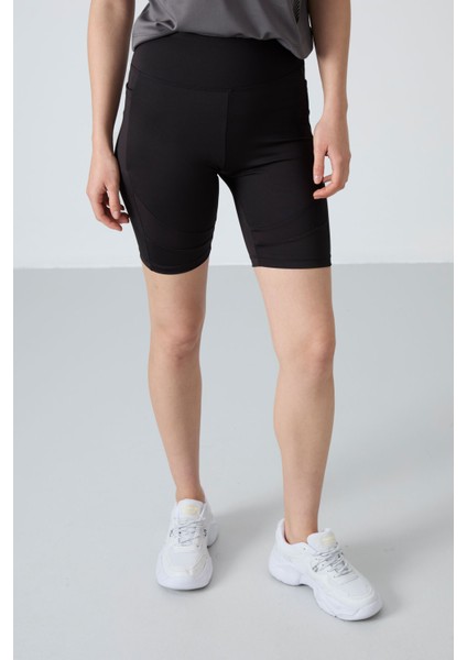 Siyah Polyester Esnek Standart Fit Performans Kadın Biker Tayt - 91012 fırsatları