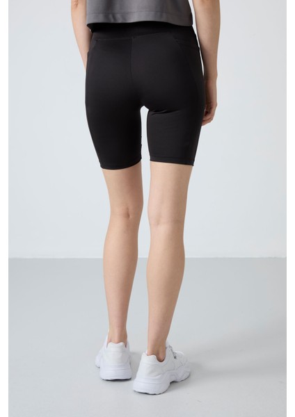 Siyah Polyester Esnek Standart Fit Performans Kadın Biker Tayt - 91012 indirimleri