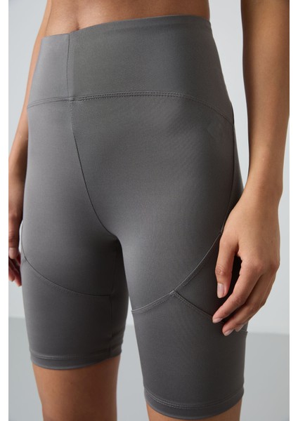 Koyu Gri Polyester Esnek Standart Fit Performans Kadın Biker Tayt - 91013 fırsatları
