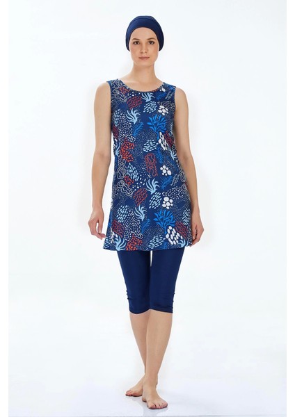 Sıfır Kol Taytlı Yarı Kapalı Mayo Renna 9313 Koyu Lacivert fiyatları