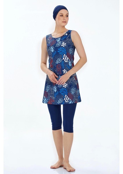 Sıfır Kol Taytlı Yarı Kapalı Mayo Renna 9313 Koyu Lacivert modelleri