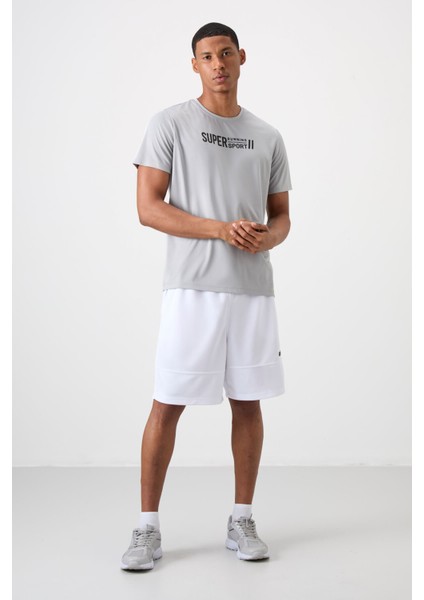 Gri Polyester Nefes Alan Dokulu İnce Esnek Standart Fit Erkek Performans T-Shirt - 88385 fiyatları