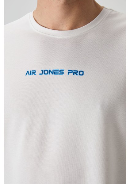 Ekru Pamuklu Kalın Yüzeyi Dokulu Oversize Fit Baskılı Erkek T-Shirt - 88364 fiyatları