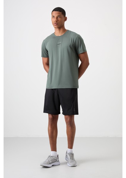 Haki Polyester Nefes Alan Dokulu İnce Esnek Standart Fit Erkek Performans T-Shirt - 88384 fiyatları