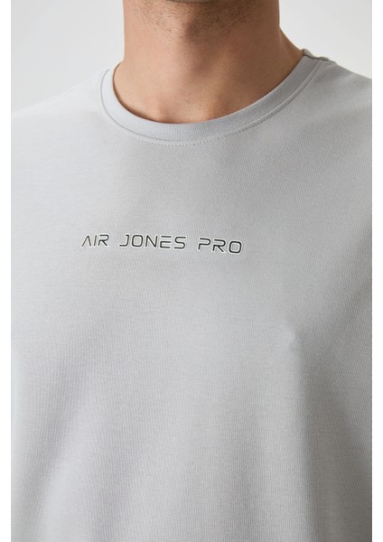 Taş Pamuklu Kalın Yüzeyi Dokulu Oversize Fit Baskılı Erkek T-Shirt - 88364 modelleri