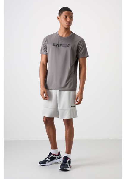 Koyu Gri Polyester Nefes Alan Dokulu İnce Esnek Standart Fit Erkek Performans T-Shirt - 88385 fiyatları