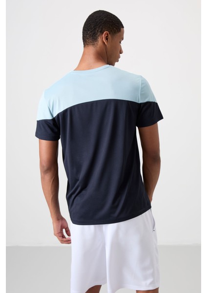 Lacivert Polyester Nefes Alan Dokulu İnce Esnek Standart Fit Erkek Performans T-Shirt - 88386 indirimleri