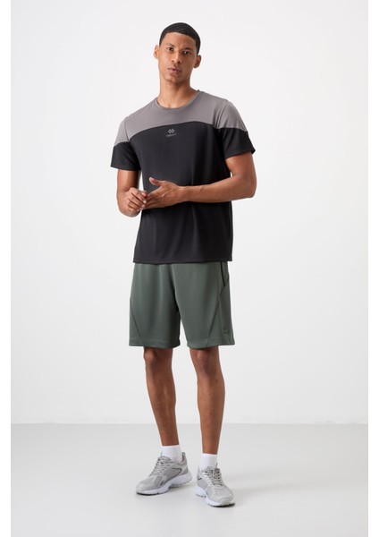 Siyah Polyester Nefes Alan Dokulu İnce Esnek Standart Fit Erkek Performans T-Shirt - 88386 fiyatları