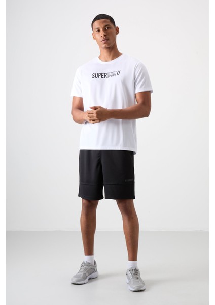 Beyaz Polyester Nefes Alan Dokulu İnce Esnek Standart Fit Erkek Performans T-Shirt - 88385 fiyatları