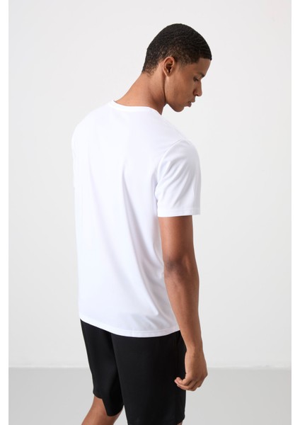 Beyaz Polyester Nefes Alan Dokulu İnce Esnek Standart Fit Erkek Performans T-Shirt - 88385 indirimleri