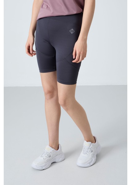 Antrasit Polyester Esnek Standart Fit Performans Kadın Biker Tayt - 91013 fiyatları