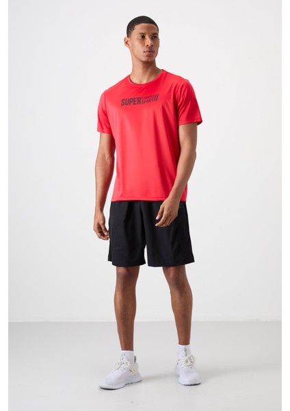 Kırmızı Polyester Nefes Alan Dokulu İnce Esnek Standart Fit Erkek Performans T-Shirt - 88385 fiyatları