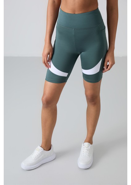 Orman Yeşili Polyester Esnek Standart Fit Performans Kadın Biker Tayt - 91012 fiyatları