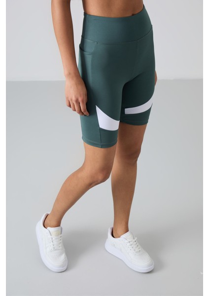 Orman Yeşili Polyester Esnek Standart Fit Performans Kadın Biker Tayt - 91012 fırsatları
