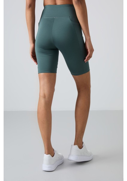 Orman Yeşili Polyester Esnek Standart Fit Performans Kadın Biker Tayt - 91012 indirimleri