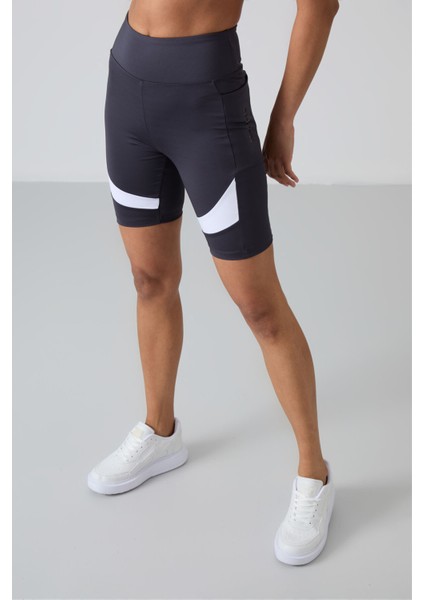Antrasit Polyester Esnek Standart Fit Performans Kadın Biker Tayt - 91012 fiyatları
