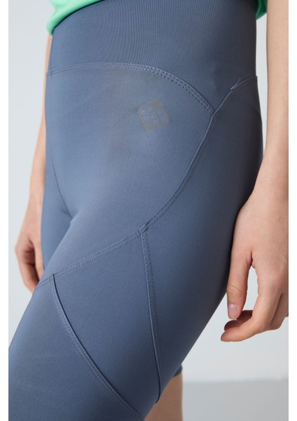 Petrol Polyester Esnek Standart Fit Performans Kadın Biker Tayt - 91013 fırsatları