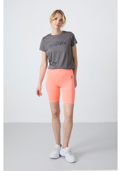 Yavruagzı Polyester Esnek Standart Fit Performans Kadın Biker Tayt - 91013