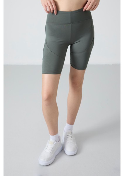 Haki Esnek Standart Fit Performans Kadın Biker Tayt - 91013 fırsatları