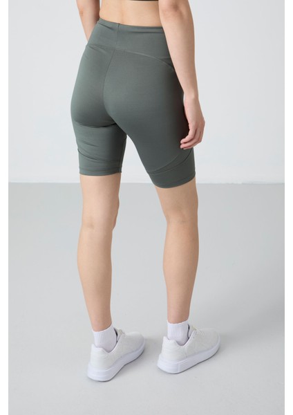 Haki Esnek Standart Fit Performans Kadın Biker Tayt - 91013 indirimleri