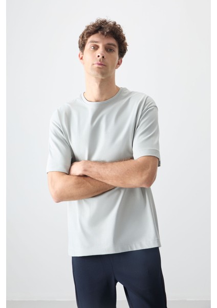 Taş %100 Pamuk Kalın Yumuşak Dokulu Oversize Fit Basic Erkek T-Shirt - 88353 modelleri