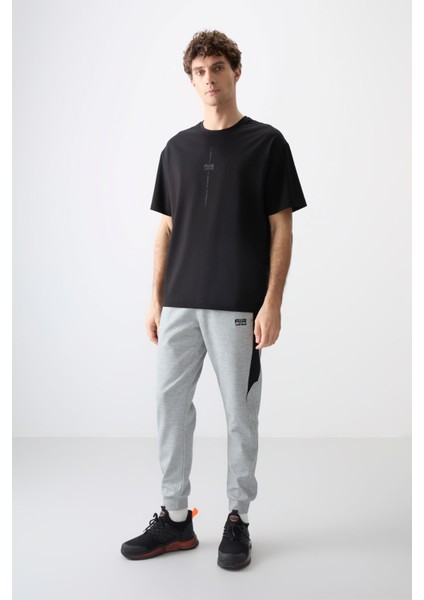 Siyah Pamuklu Kalın Yumuşak Dokulu Oversize Fit Baskılı Erkek T-Shirt - 88373 modelleri