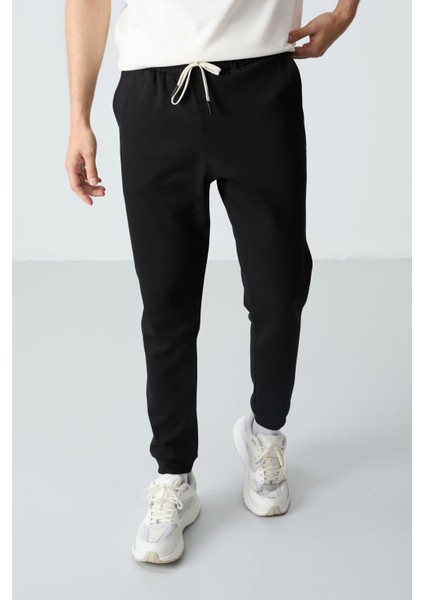 Ekru Siyah Pamuklu Kalın Yumuşak Dokulu Oversize Fit Basic Erkek Eşofman Takım - 85261 fiyatları