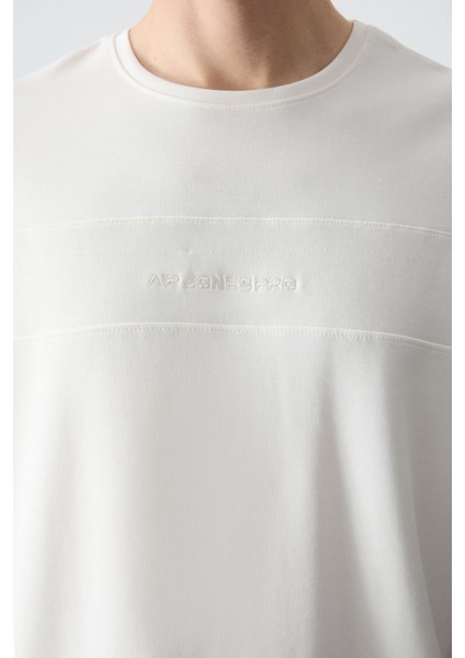 Ekru Siyah Pamuklu Kalın Yumuşak Dokulu Oversize Fit Basic Erkek Eşofman Takım - 85261 fırsatları