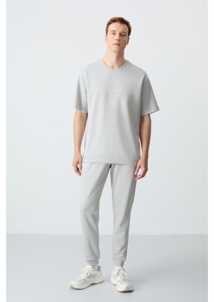 Taş Pamuklu Kalın Yumuşak Dokulu Oversize Fit Basic Erkek Eşofman Takım - 85261
