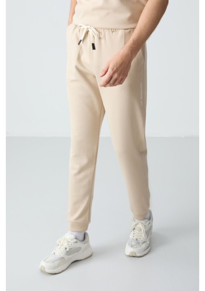 Bej Pamuklu Kalın Yumuşak Dokulu Oversize Fit Basic Erkek Eşofman Takım - 85261 fiyatları