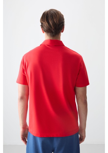 Fiesta Pamuklu Kalın Yumuşak Dokulu Polo Yaka Oversize Fit Basic Erkek T- Shirt - 88381 modelleri