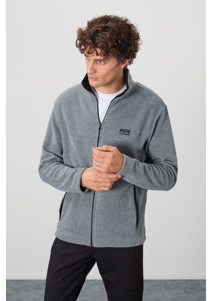Hardy Gri Melanj Standart Kalıp Polar Erkek Sweatshirt - 88299 modelleri